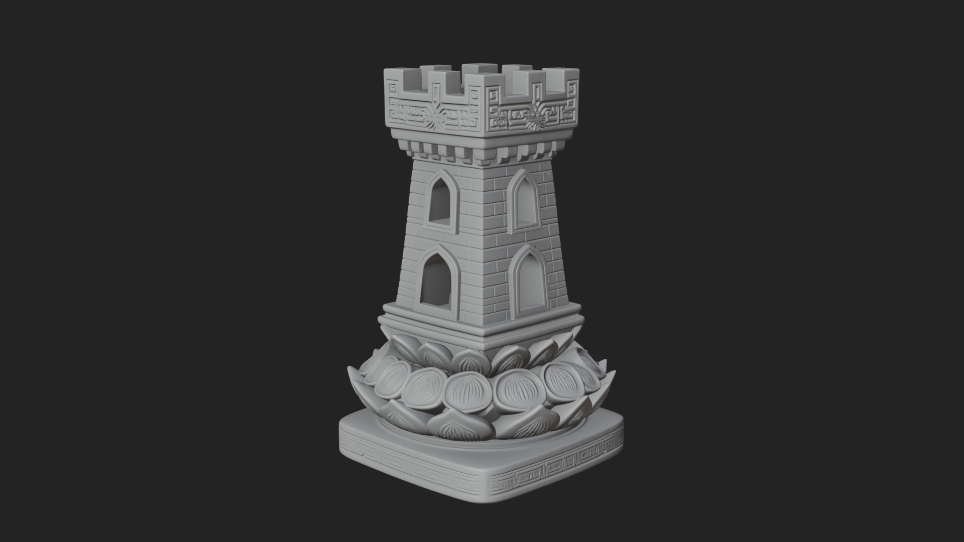 Castle Rook Chess Tower Design 4 3D Print Model 3D Model