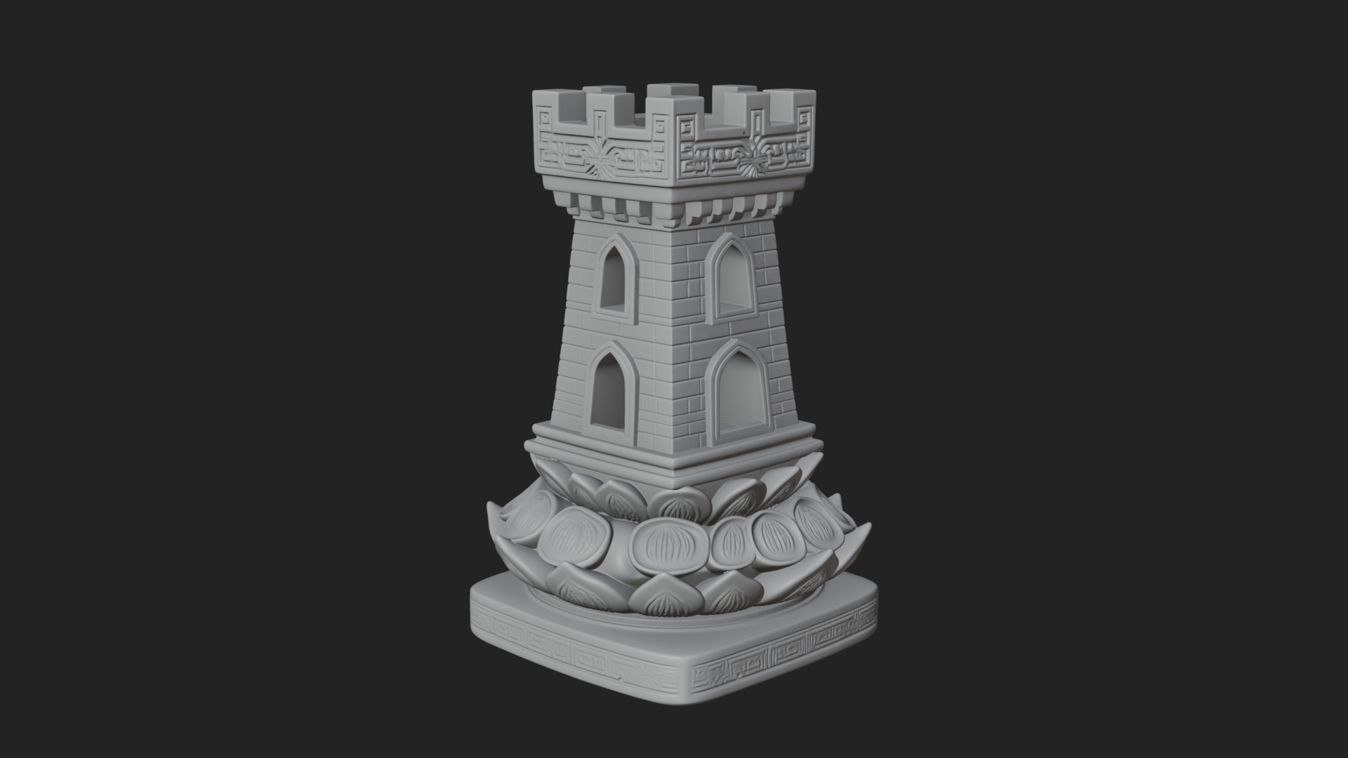 Castle Rook Chess Tower Design 4 3D Print Model 3D Model