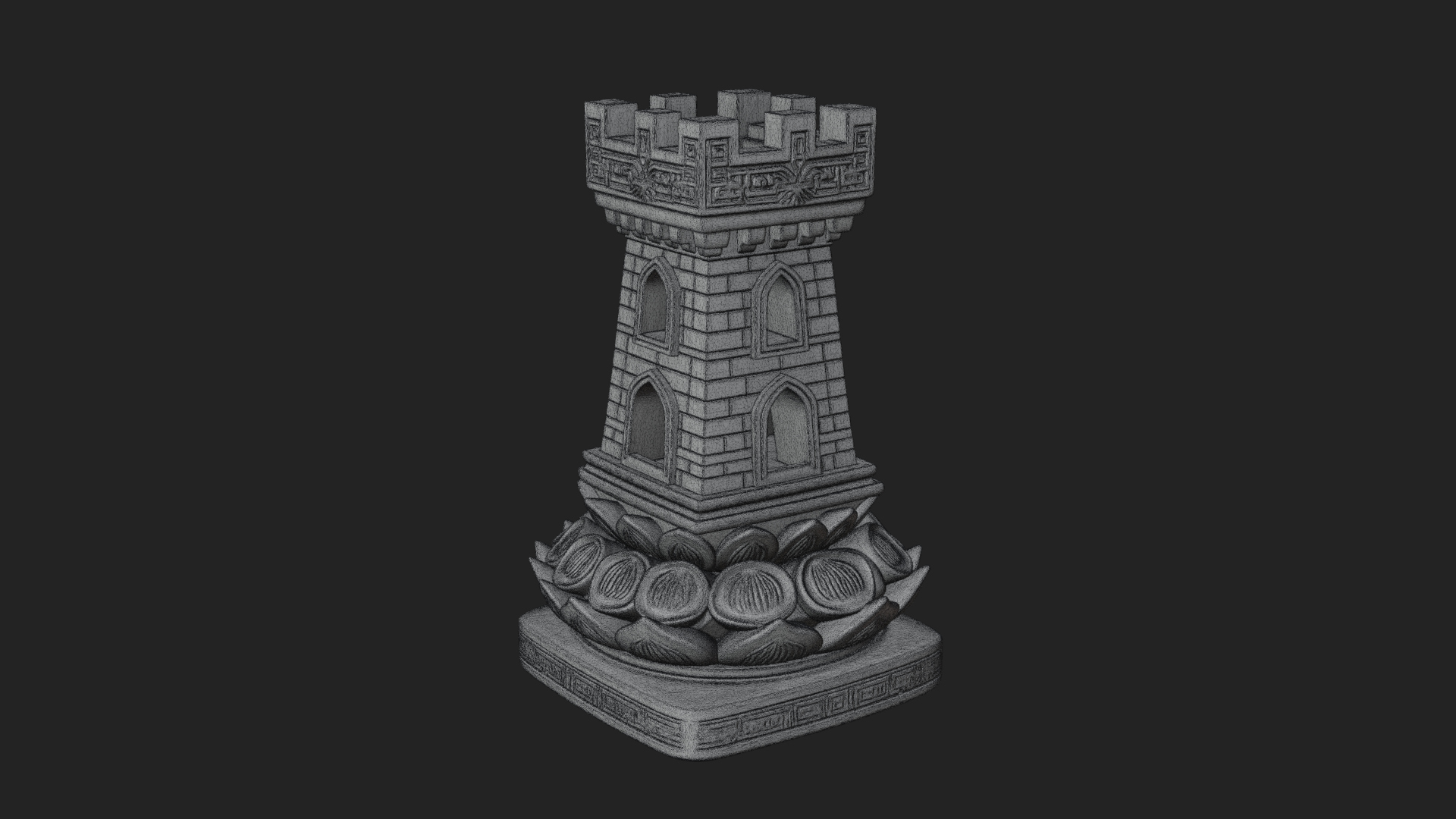 Castle Rook Chess Tower Design 4 3D Print Model 3D Model