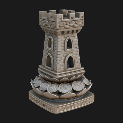 Castle Rook Chess Tower Design 4 3D Print Model