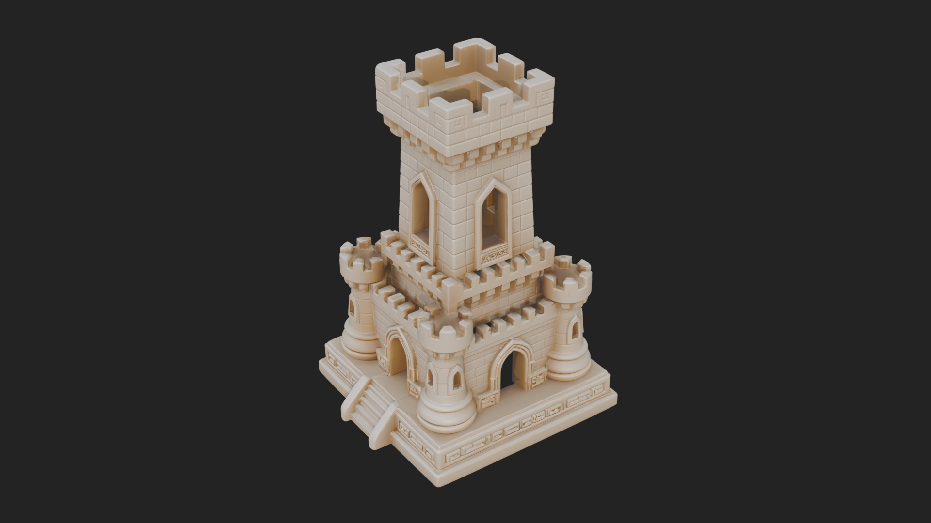 Castle Rook Chess Tower Design 40 3D Print Model 3D Model
