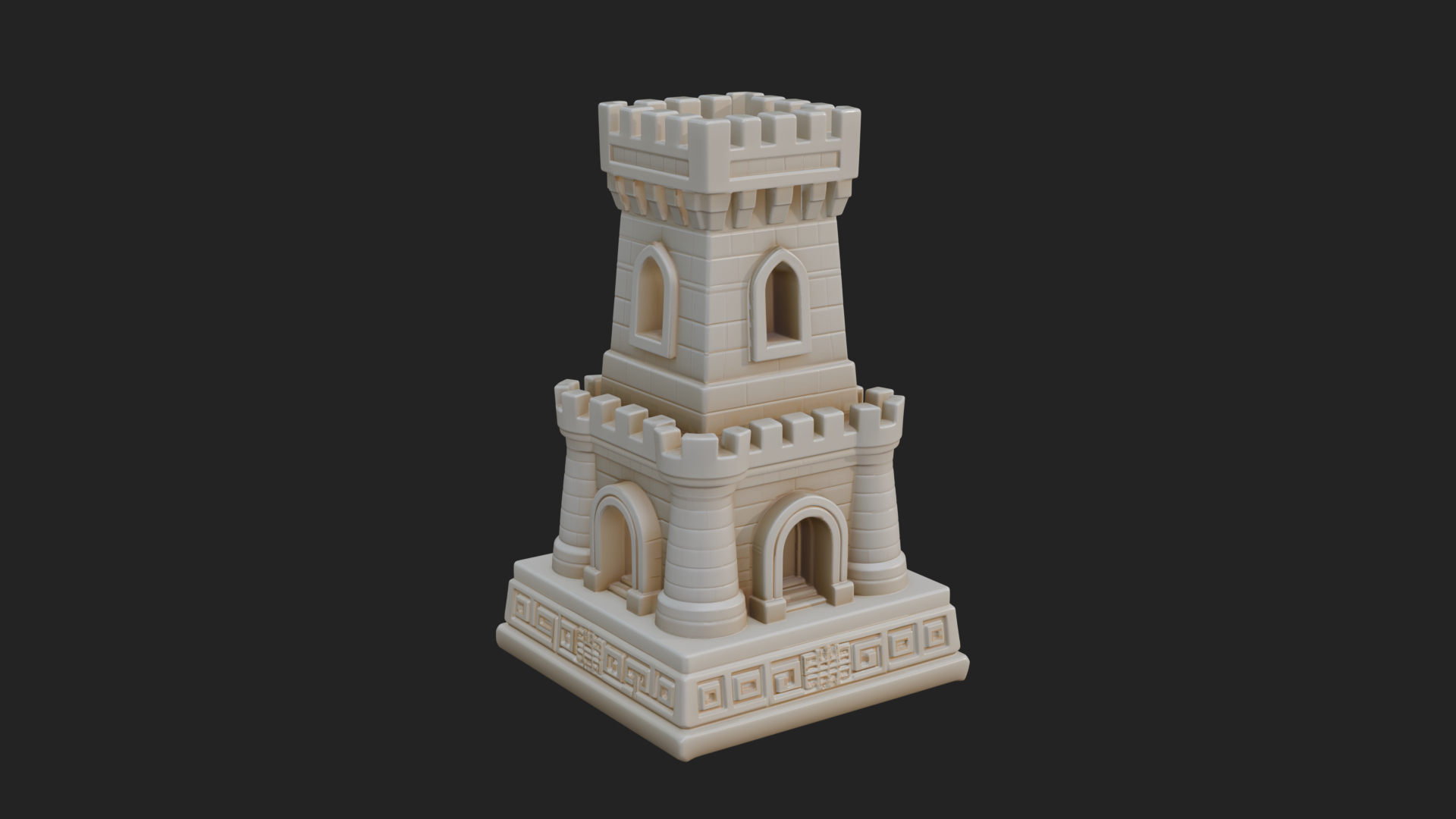 Castle Rook Chess Tower Design 5 3D Print Model 3D Model