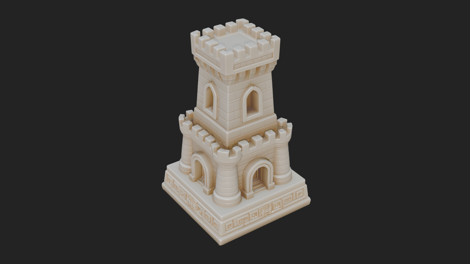 Castle Rook Chess Tower Design 5 3D Print Model 3D Model