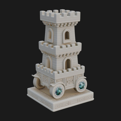 Castle Rook Chess Tower Design 6 3D Print Model