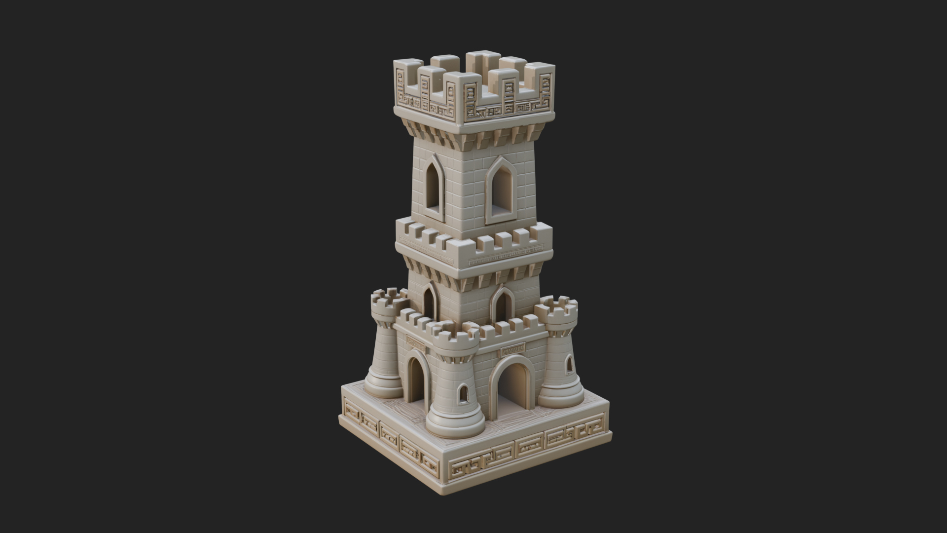 Castle Rook Chess Tower Design 7 3D Print Model 3D Model