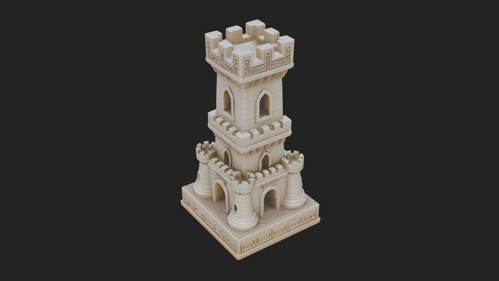 Castle Rook Chess Tower Design 7 3D Print Model 3D Model