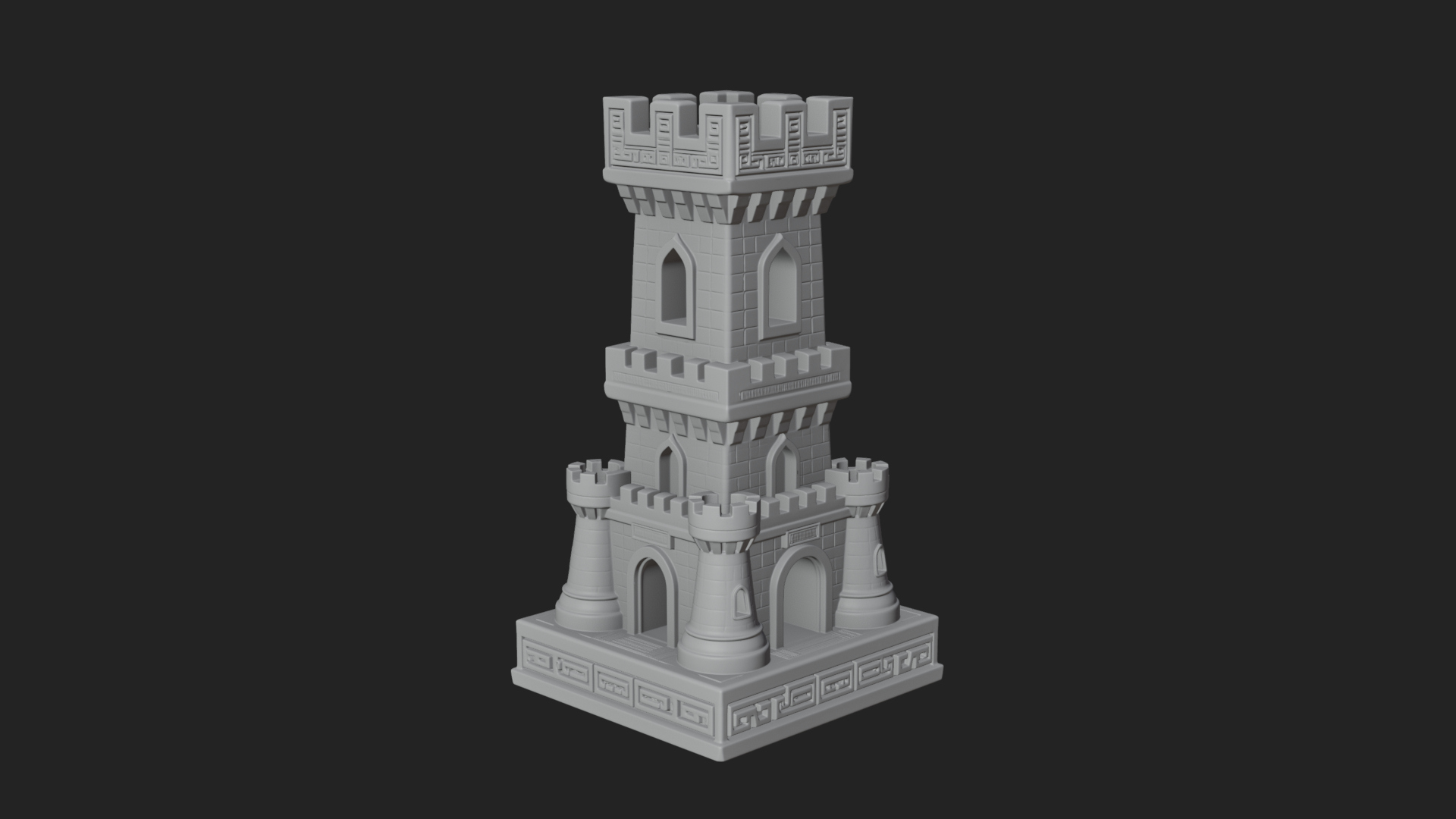 Castle Rook Chess Tower Design 7 3D Print Model 3D Model
