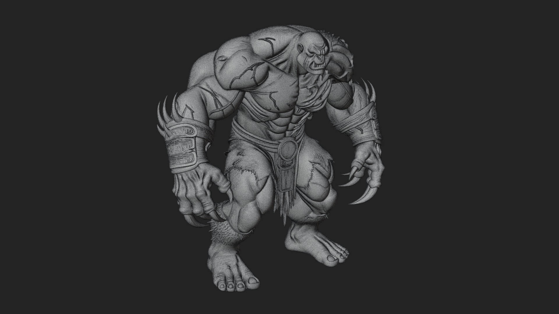 Cave Troll Statue Design 3 3D Print Model 3D Model