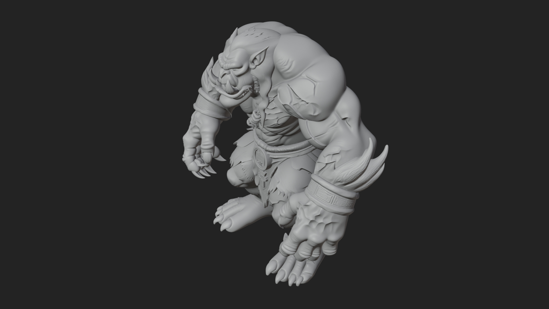 Cave Troll Statue Design 5 3D Print Model 3D Model