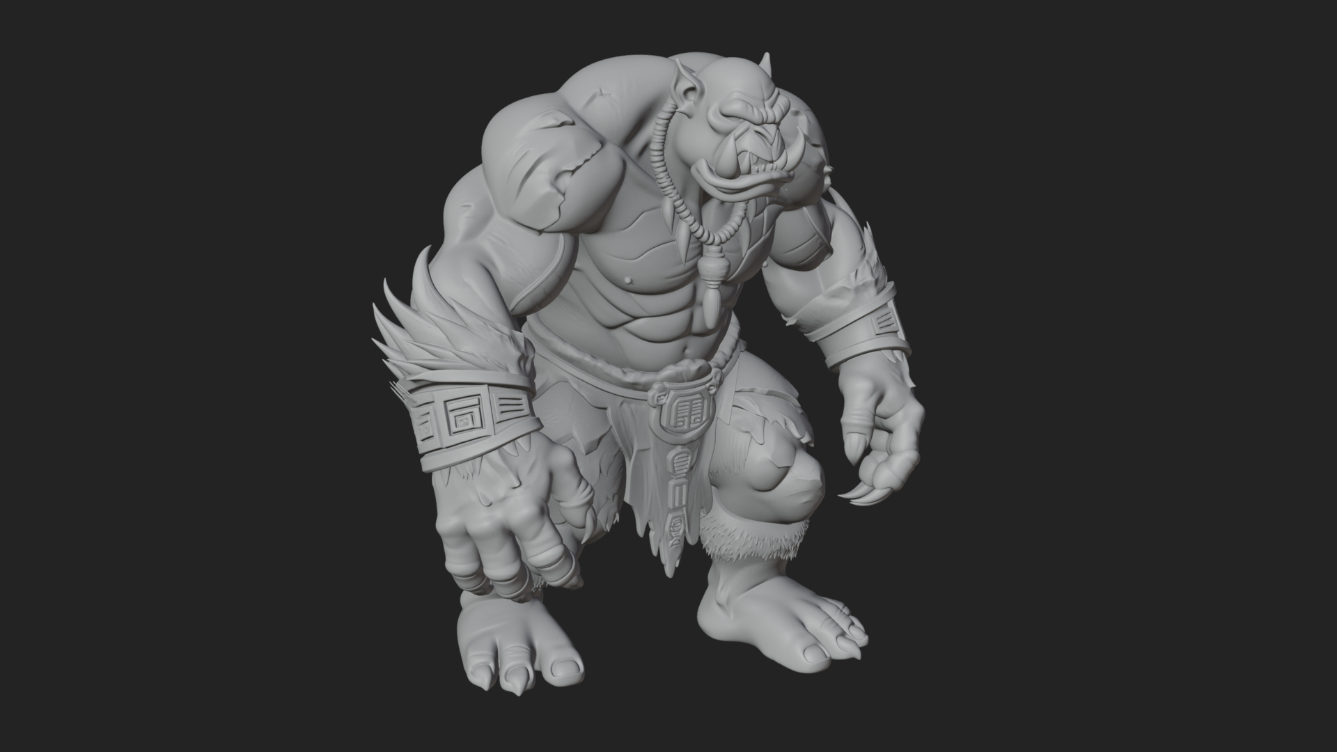 Cave Troll Statue Design 6 3D Print Model 3D Model