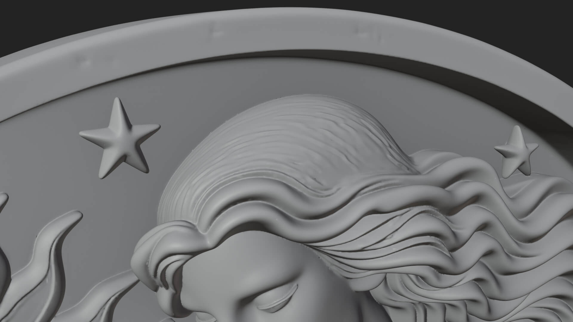 Celestial Woman Relief Medallion Design 1 3D Print Model 3D Model