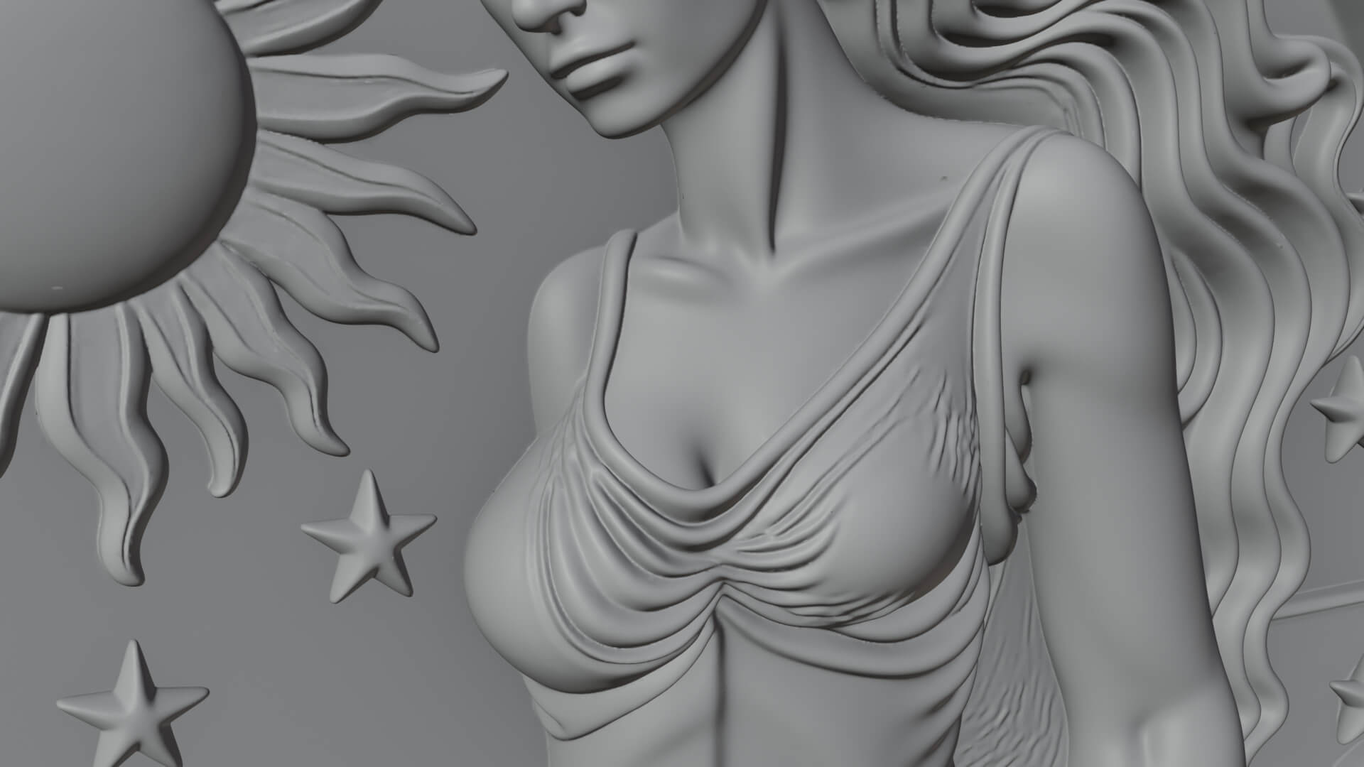 Celestial Woman Relief Medallion Design 1 3D Print Model 3D Model