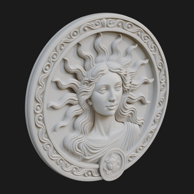 Celestial Woman Relief Medallion Design 3 3D Print Model