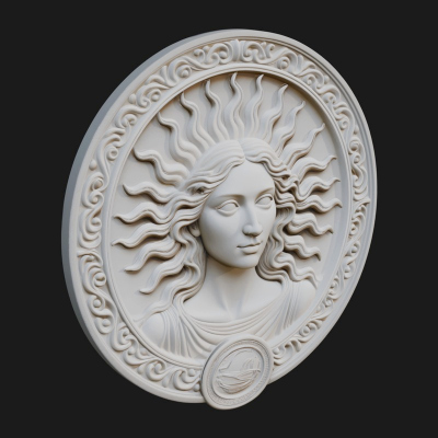 Celestial Woman Relief Medallion Design 6 3D Print Model