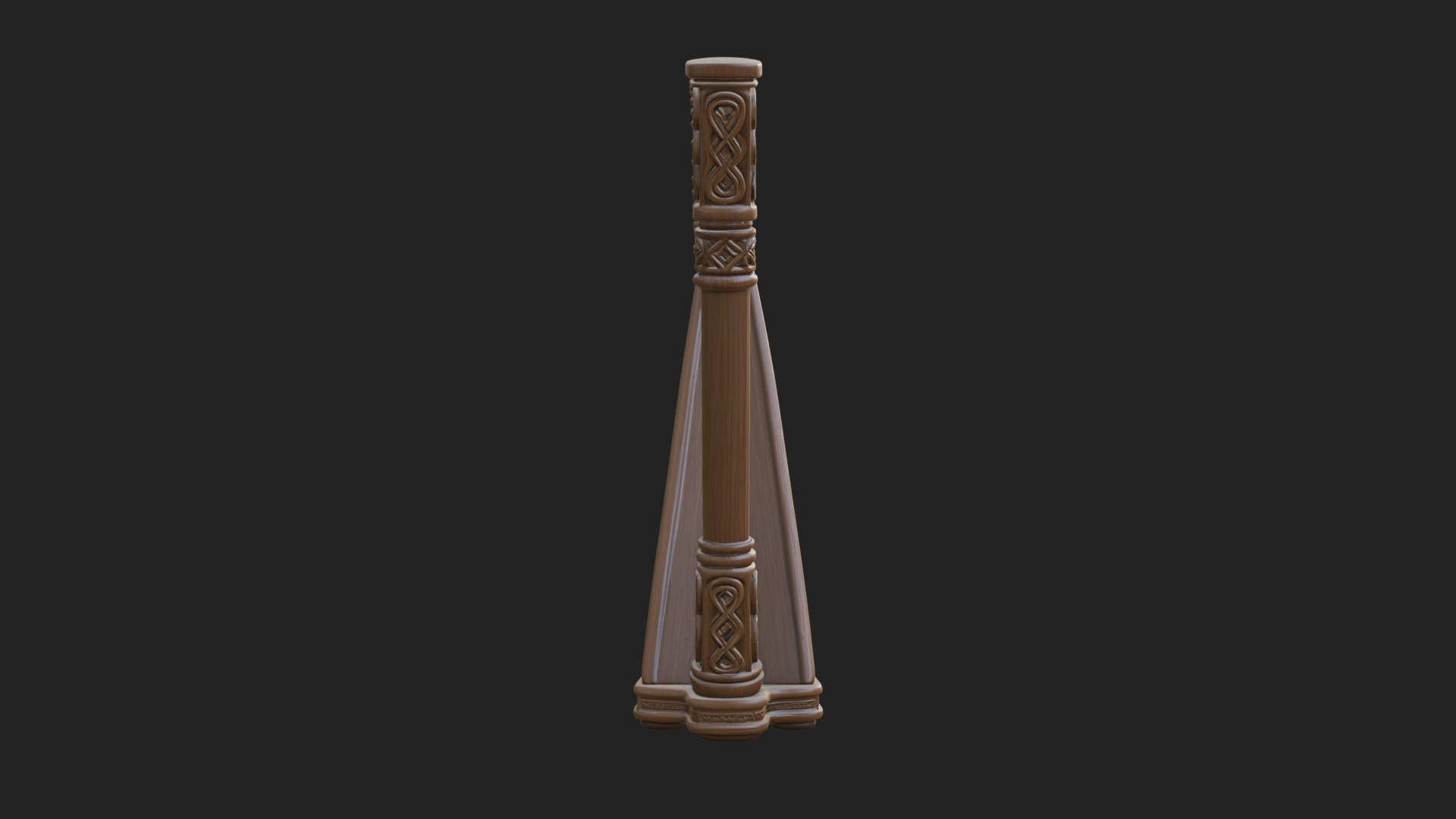Celtic Carved Irish Harp Model Design 1 3D Print Model 3D Model