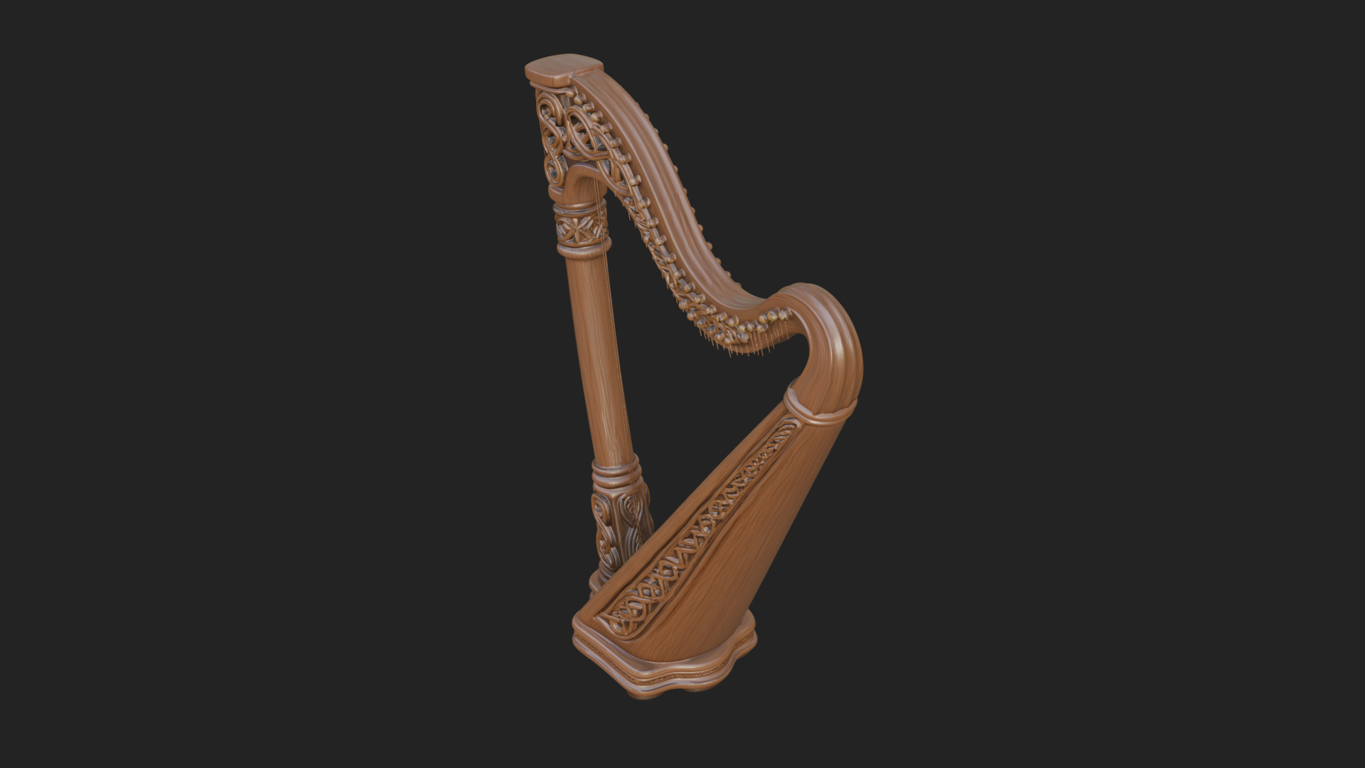 Celtic Carved Irish Harp Model Design 1 3D Print Model 3D Model