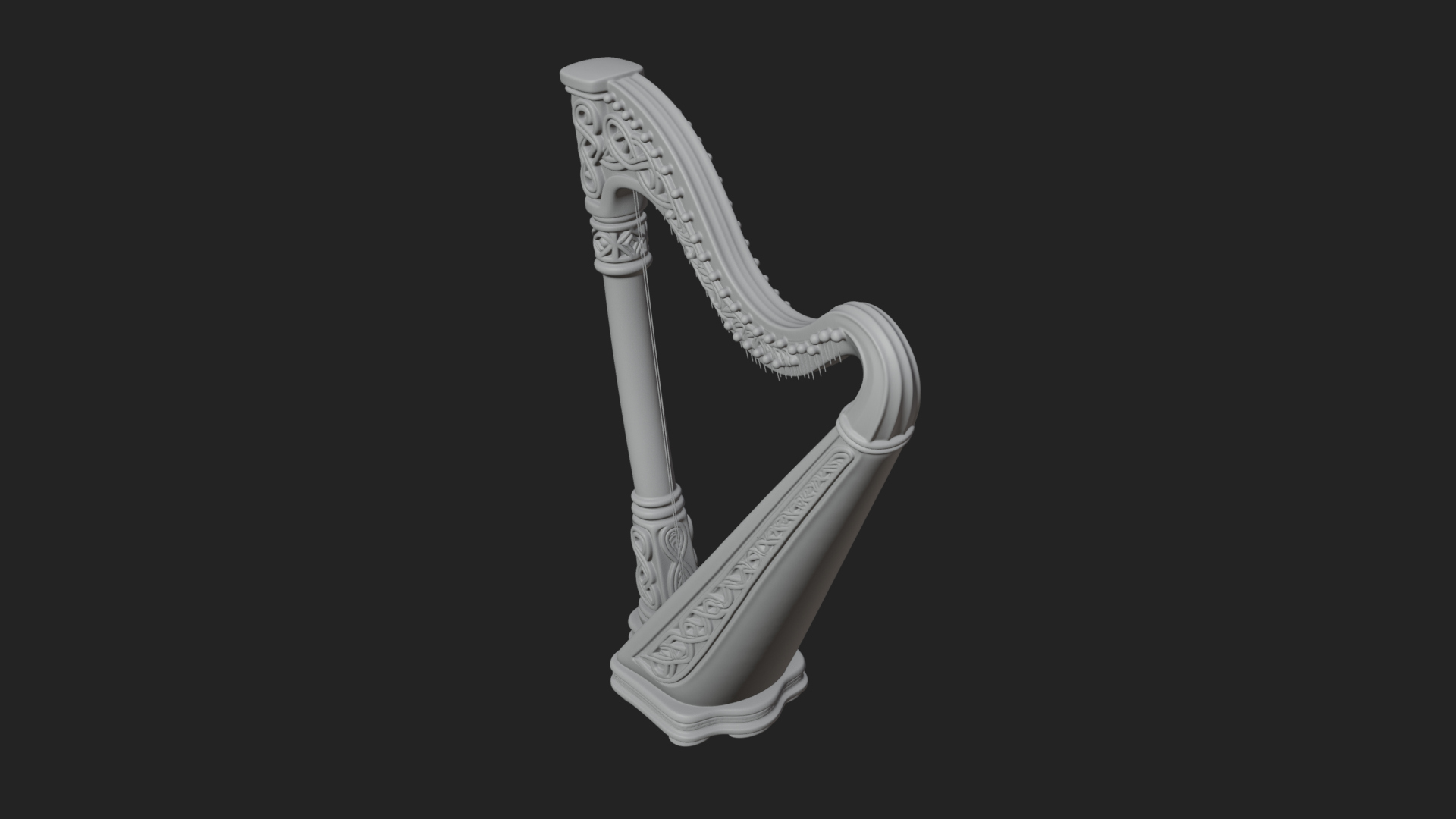 Celtic Carved Irish Harp Model Design 1 3D Print Model 3D Model