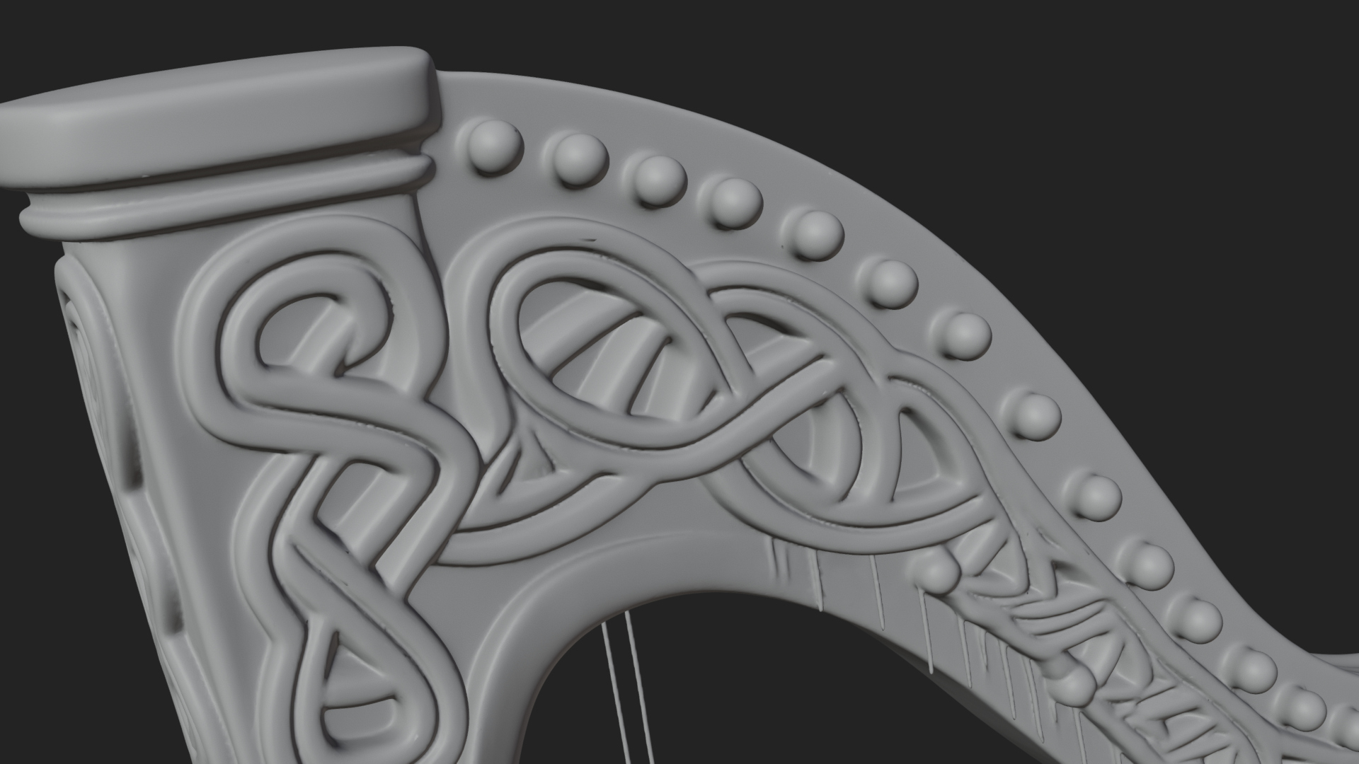 Celtic Carved Irish Harp Model Design 1 3D Print Model 3D Model