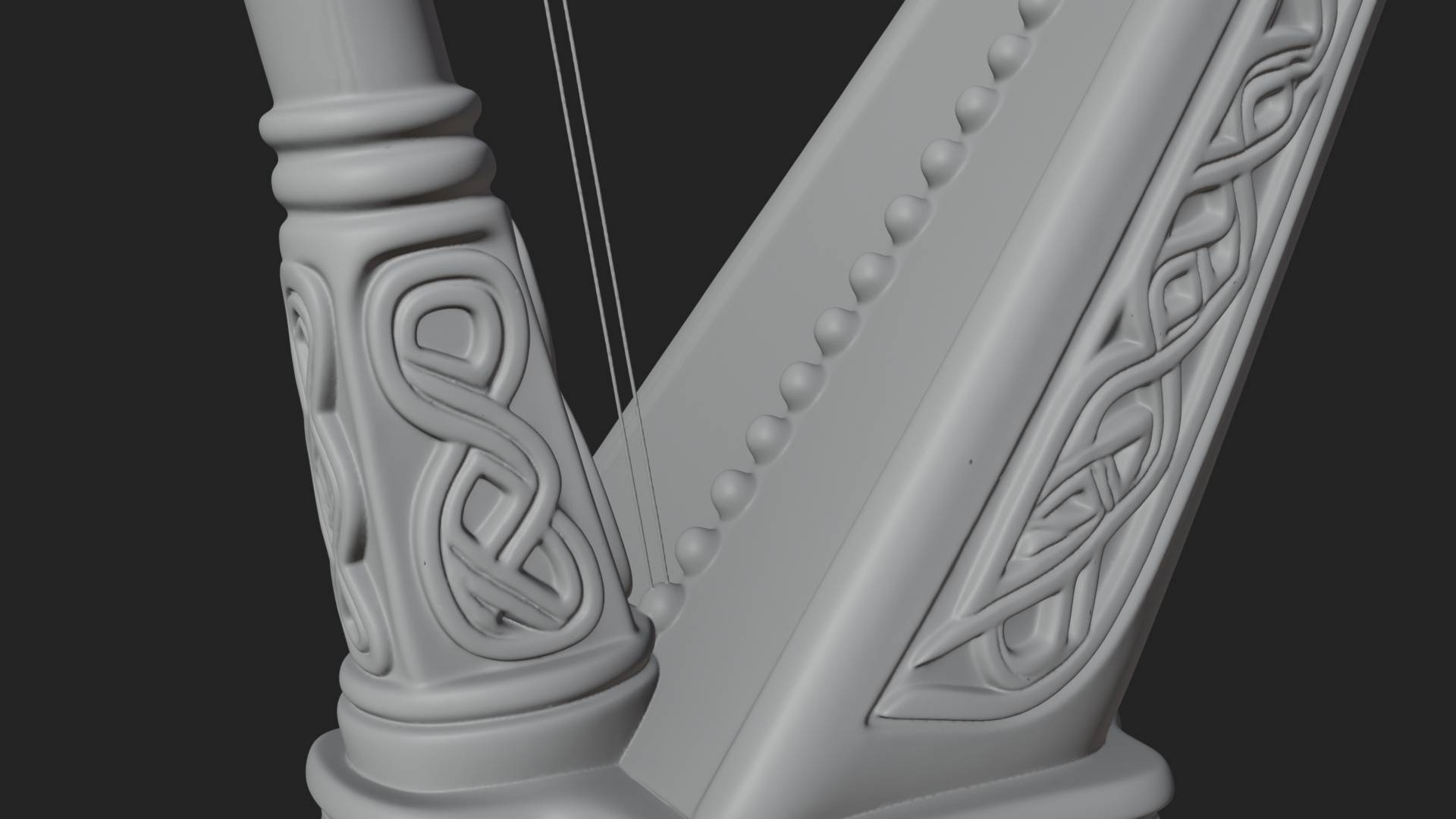 Celtic Carved Irish Harp Model Design 1 3D Print Model 3D Model