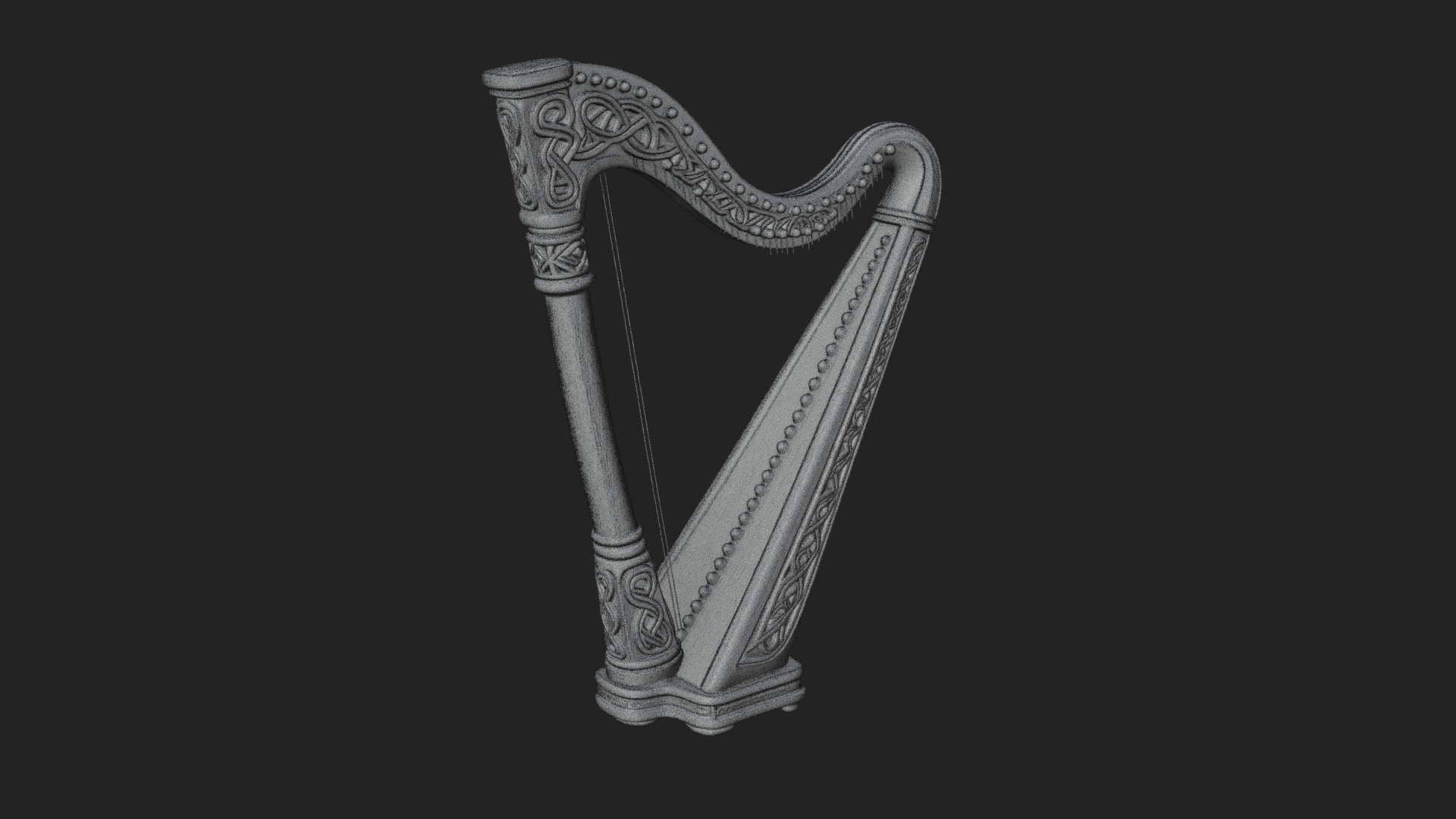 Celtic Carved Irish Harp Model Design 1 3D Print Model 3D Model