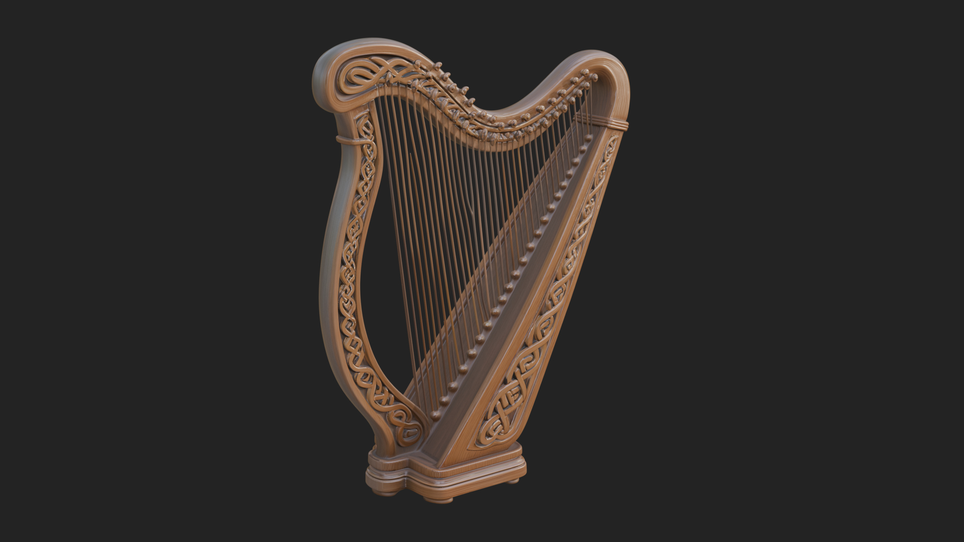 Celtic Carved Irish Harp Model Design 2 3D Print Model 3D Model