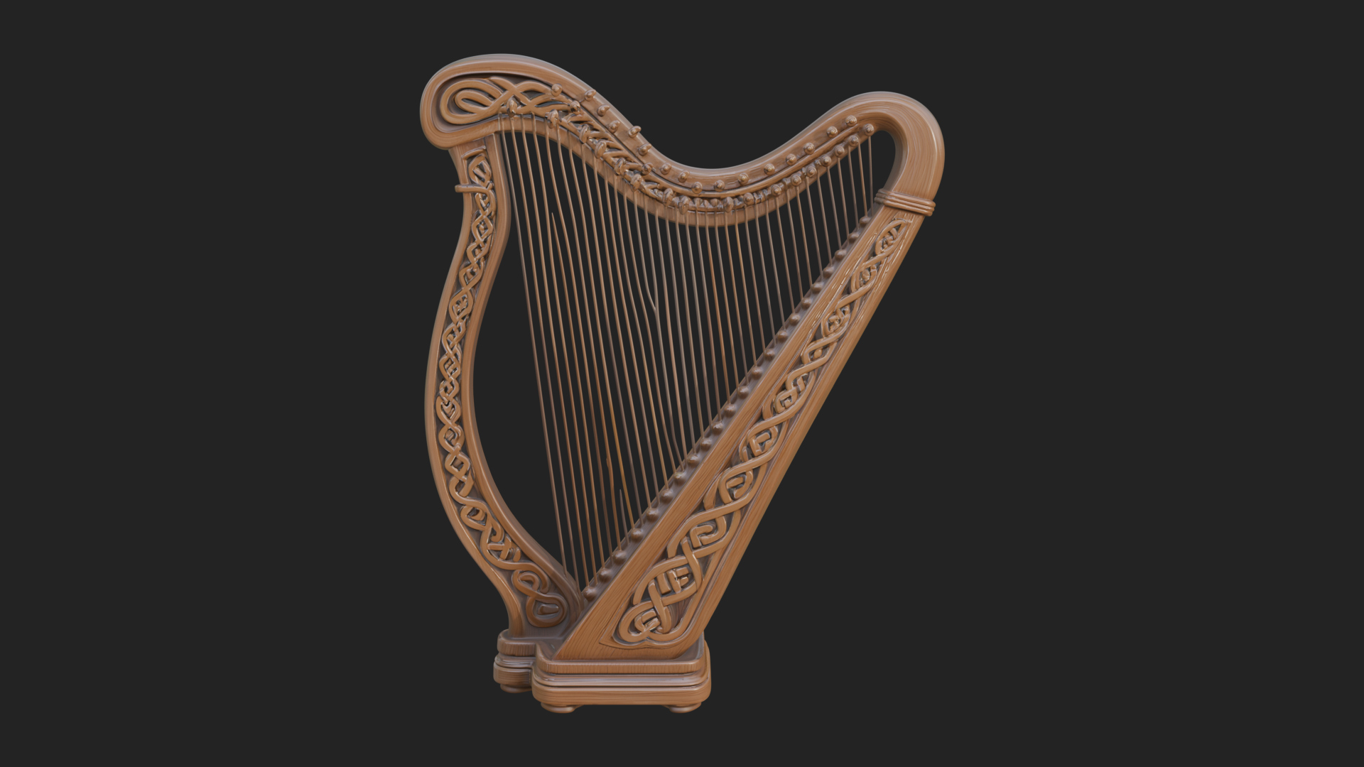 Celtic Carved Irish Harp Model Design 2 3D Print Model 3D Model