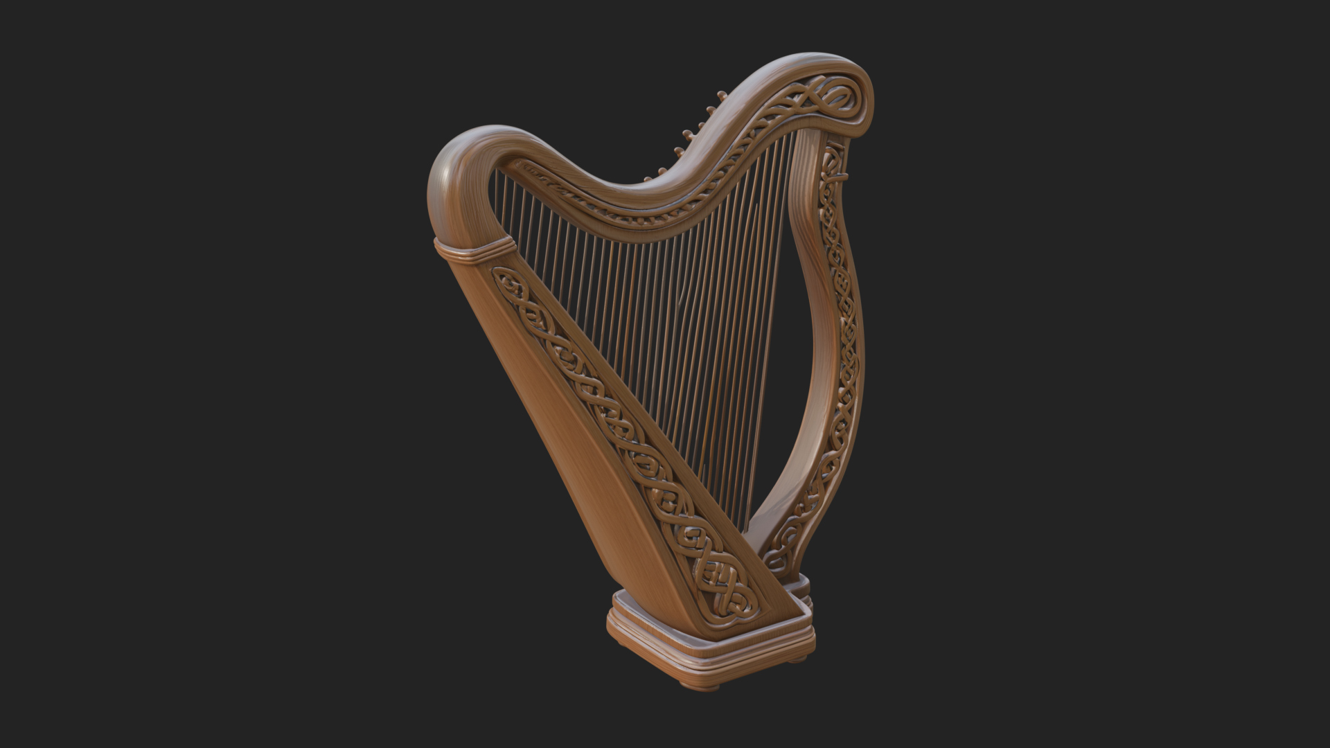 Celtic Carved Irish Harp Model Design 2 3D Print Model 3D Model