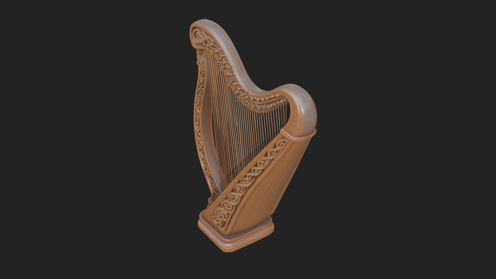 Celtic Carved Irish Harp Model Design 2 3D Print Model 3D Model