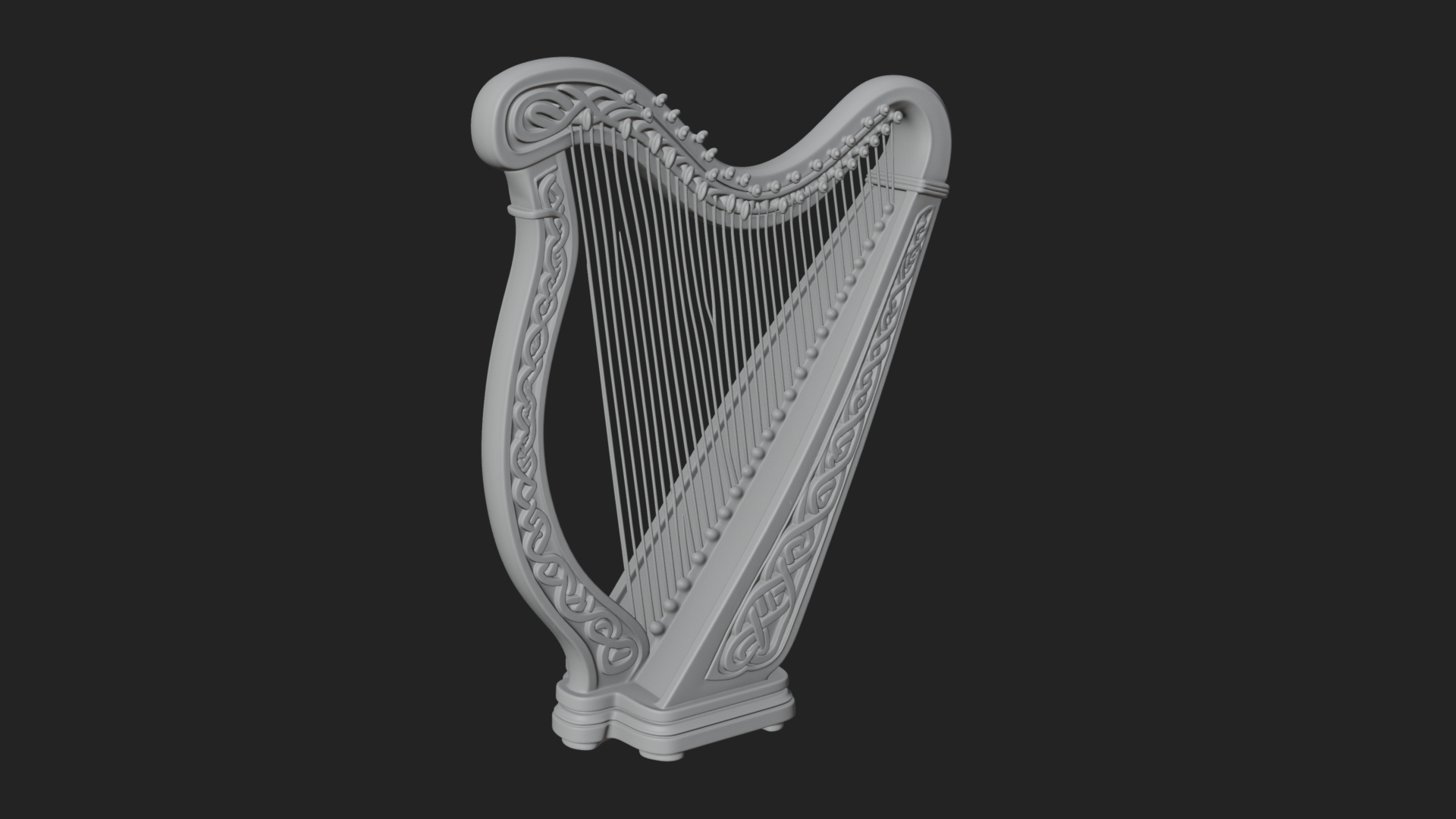 Celtic Carved Irish Harp Model Design 2 3D Print Model 3D Model