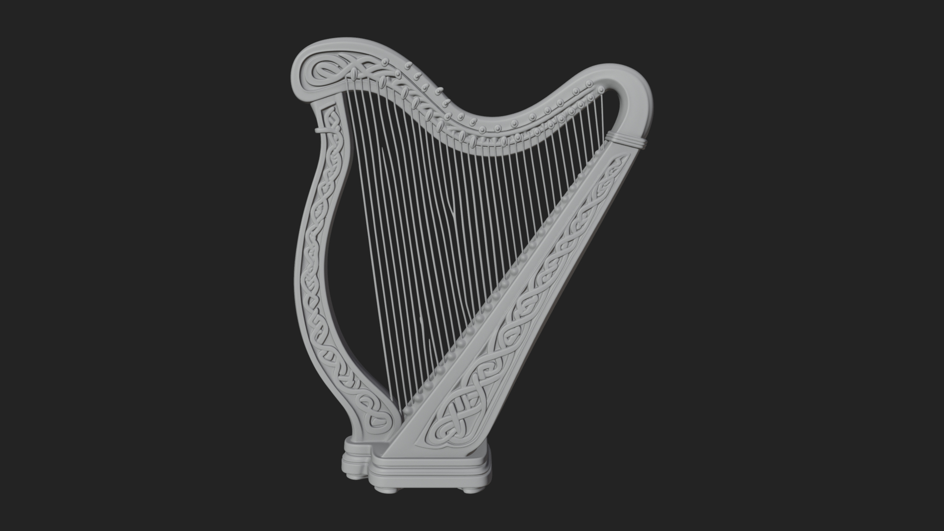 Celtic Carved Irish Harp Model Design 2 3D Print Model 3D Model