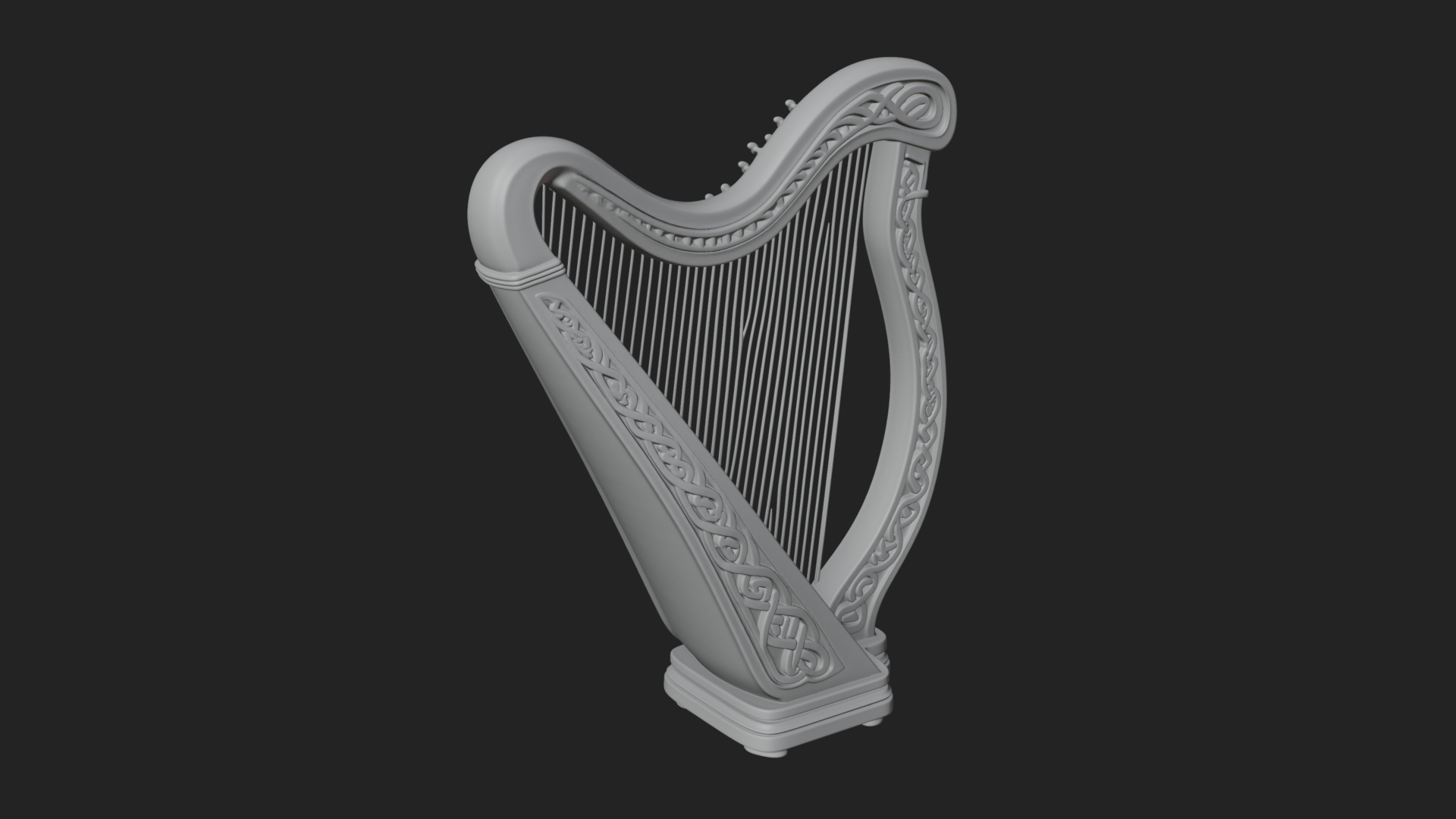 Celtic Carved Irish Harp Model Design 2 3D Print Model 3D Model