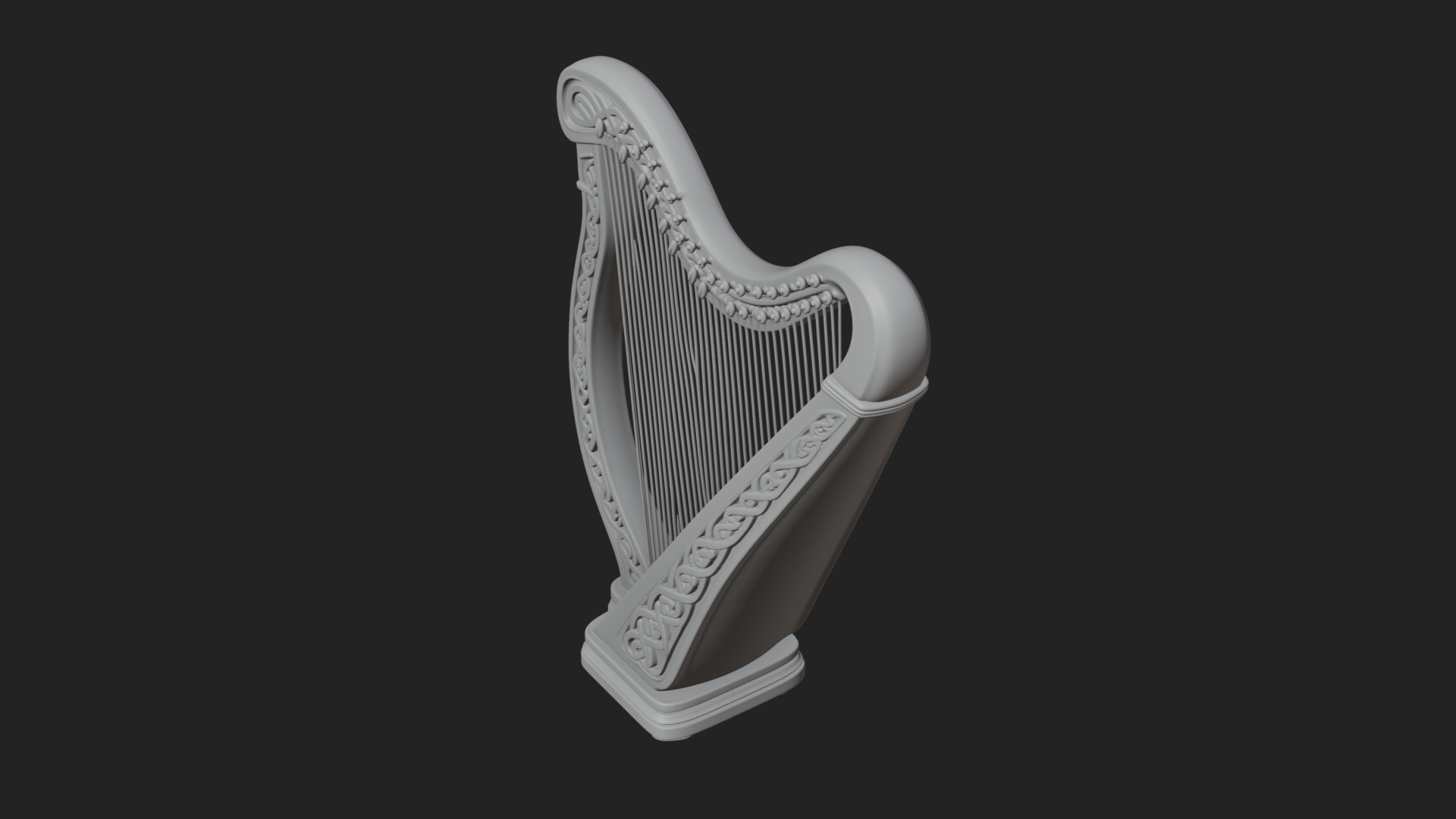 Celtic Carved Irish Harp Model Design 2 3D Print Model 3D Model
