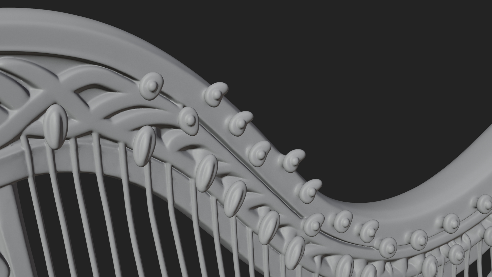 Celtic Carved Irish Harp Model Design 2 3D Print Model 3D Model