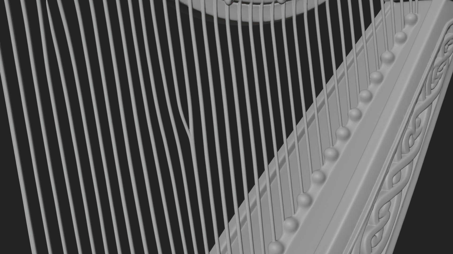 Celtic Carved Irish Harp Model Design 2 3D Print Model 3D Model