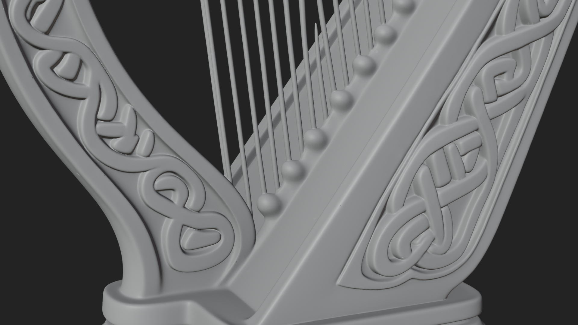 Celtic Carved Irish Harp Model Design 2 3D Print Model 3D Model
