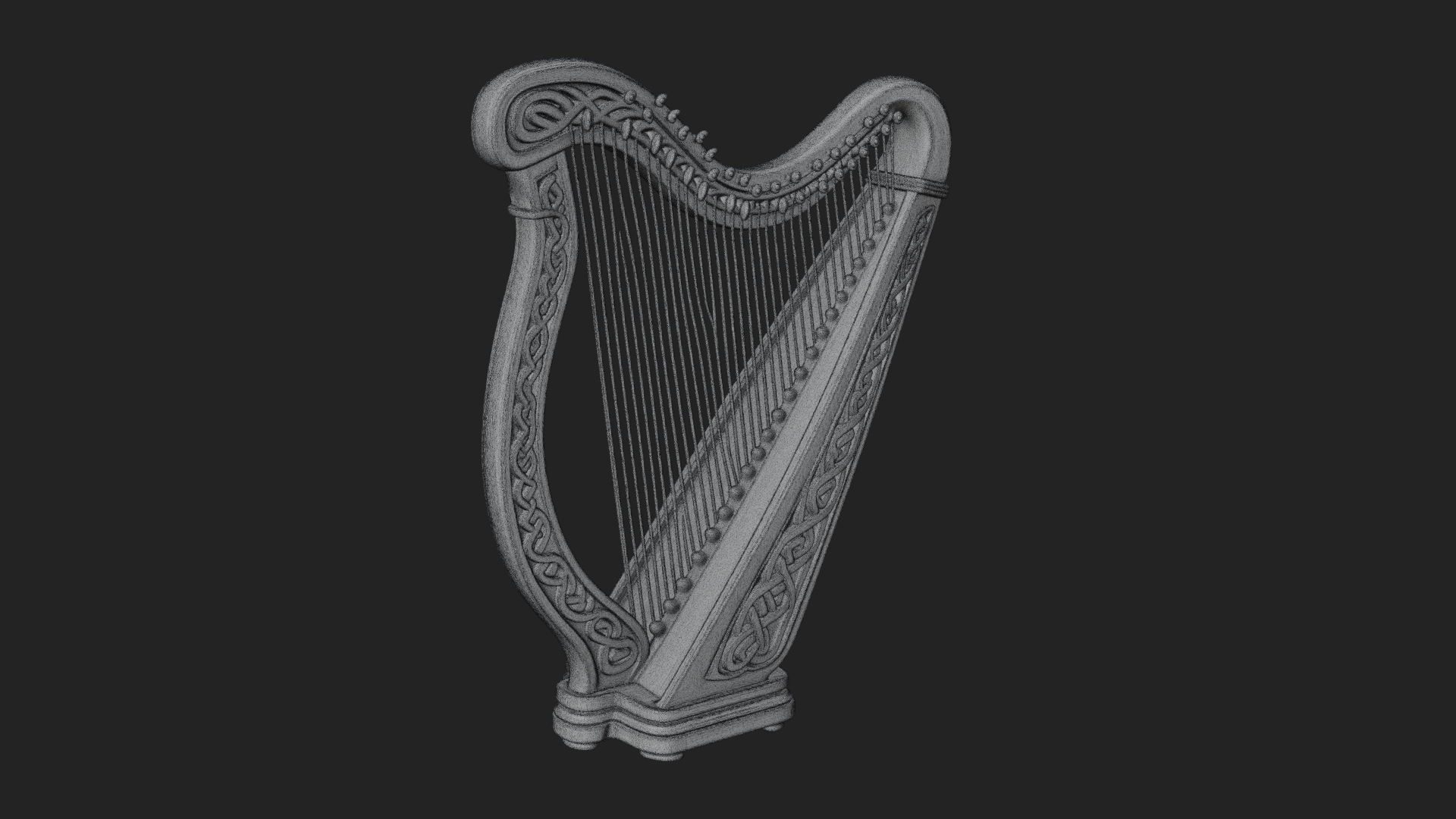 Celtic Carved Irish Harp Model Design 2 3D Print Model 3D Model