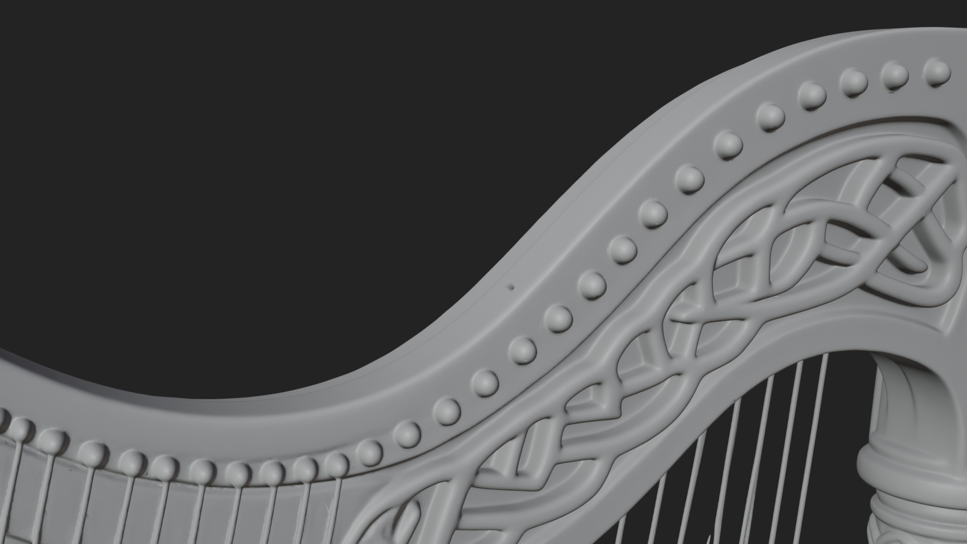 Celtic Carved Irish Harp Model Design 3 3D Print Model 3D Model