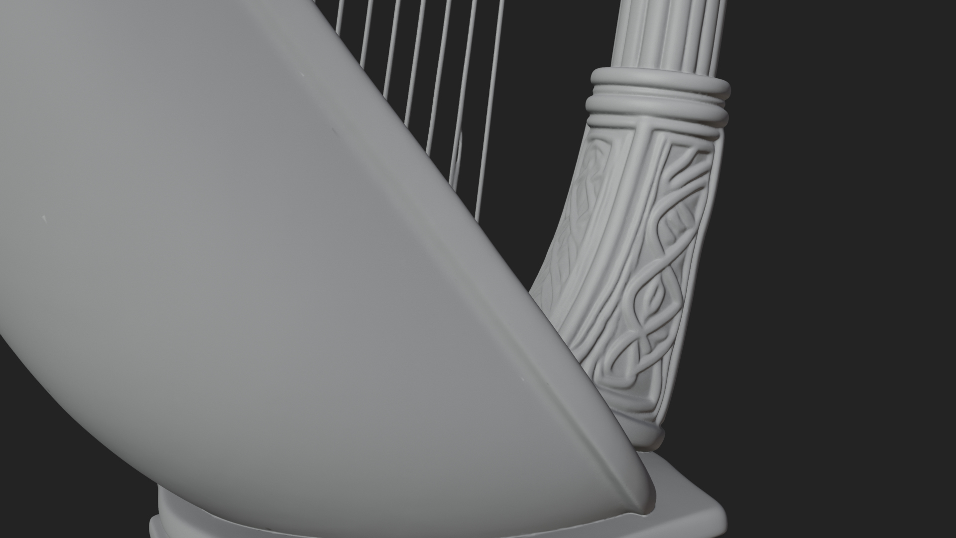 Celtic Carved Irish Harp Model Design 3 3D Print Model 3D Model