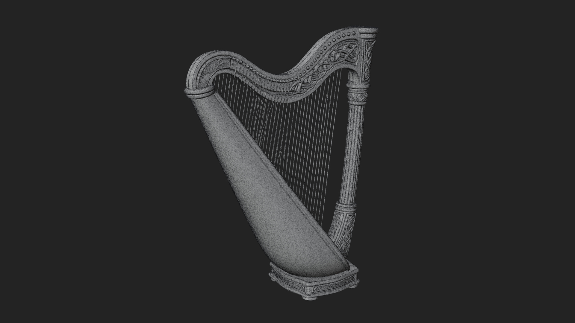 Celtic Carved Irish Harp Model Design 3 3D Print Model 3D Model