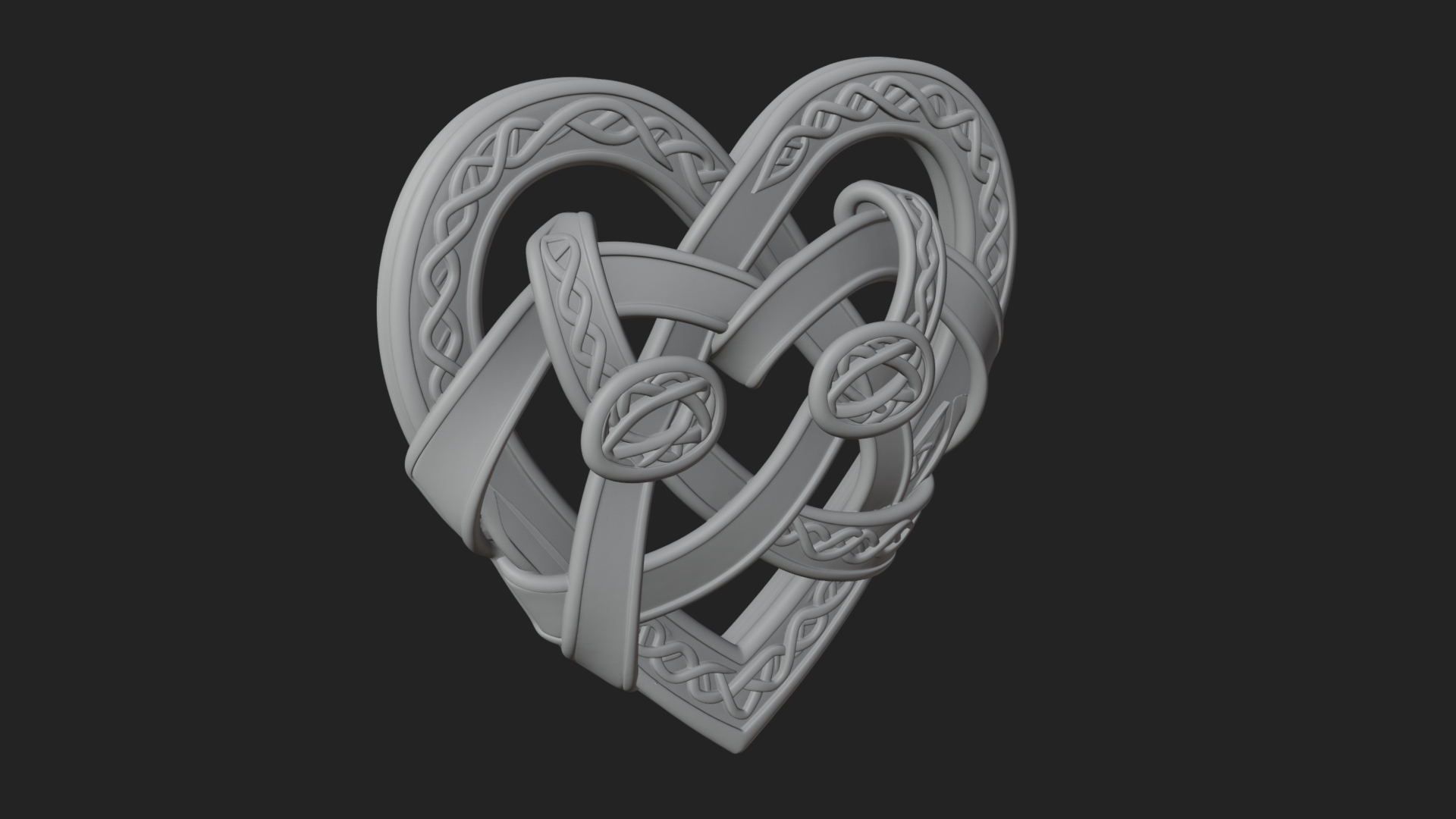 Celtic Knot Heart Pendant Design 5 3D Print Model 3D Model