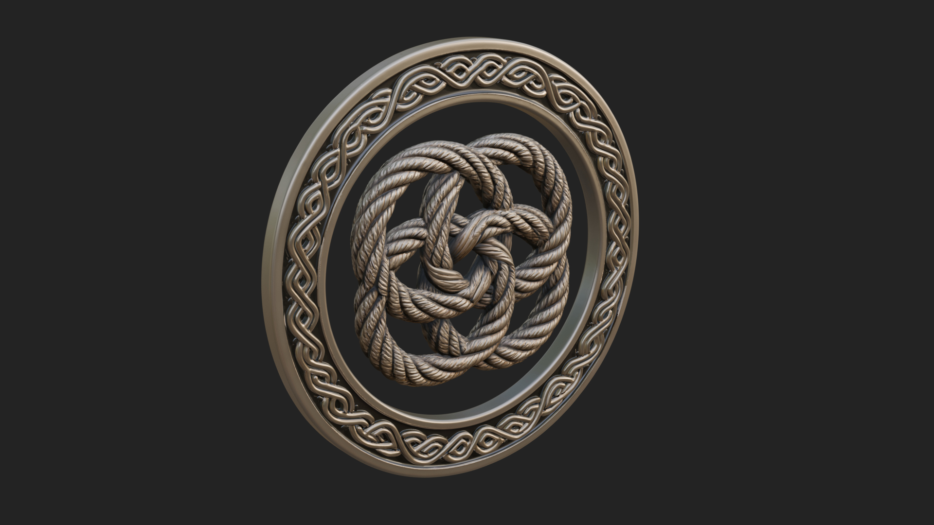 Celtic Rope Knot Oval Plaque Design 1 3D Print Model 3D Model