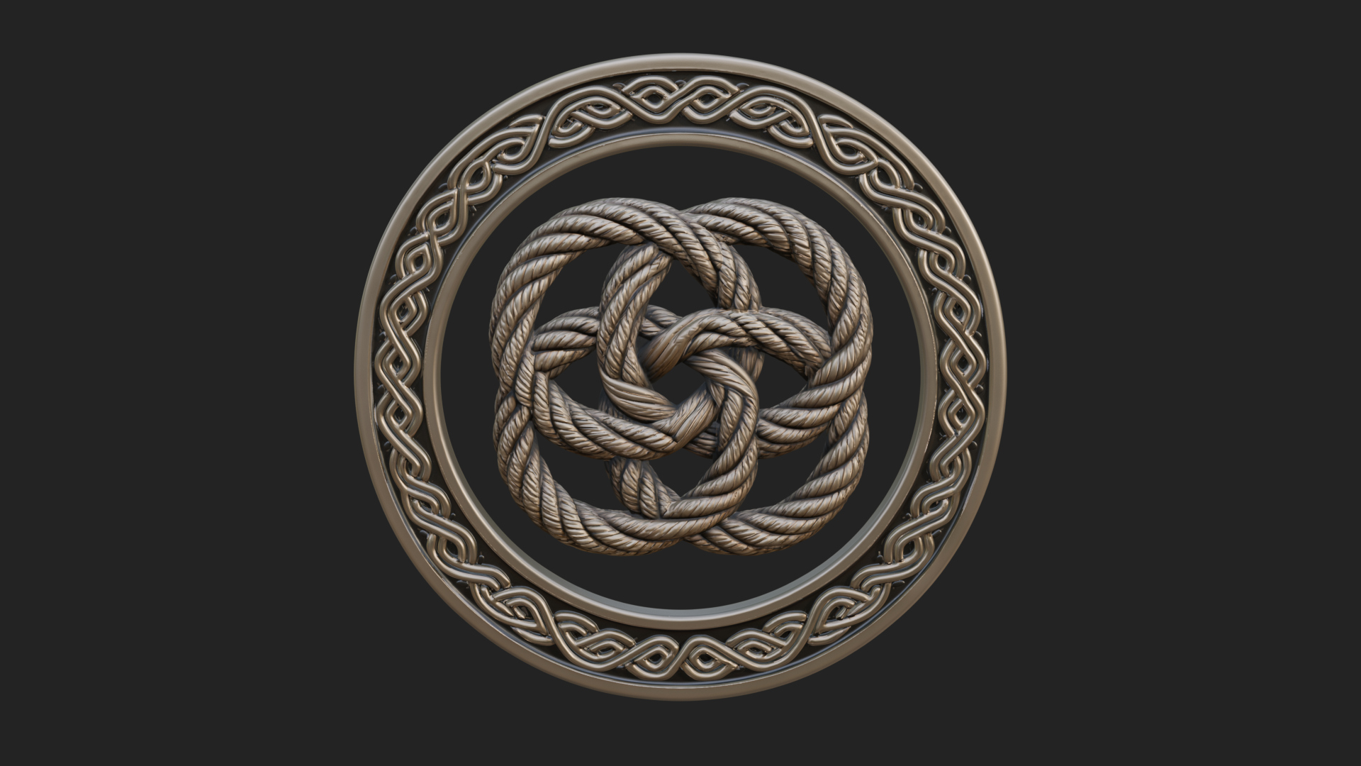 Celtic Rope Knot Oval Plaque Design 1 3D Print Model 3D Model