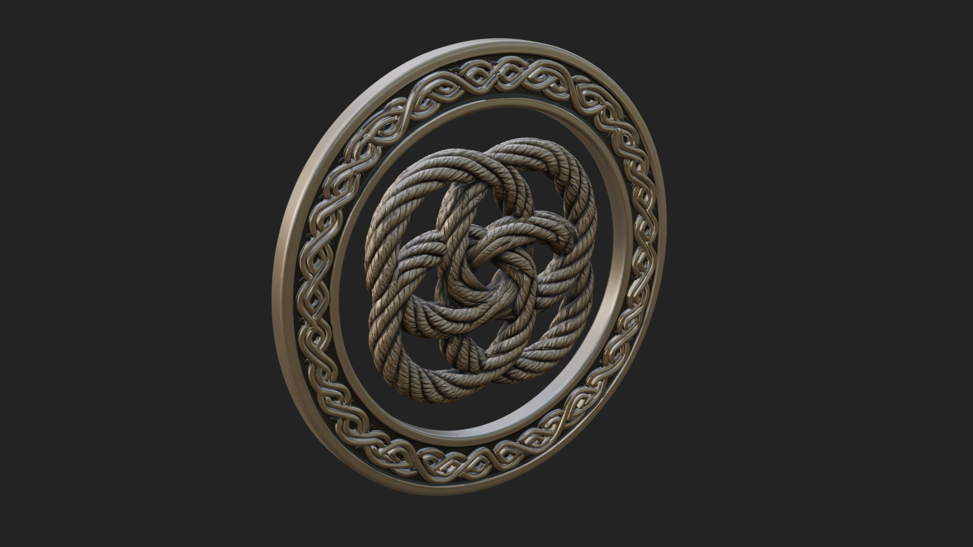 Celtic Rope Knot Oval Plaque Design 1 3D Print Model 3D Model