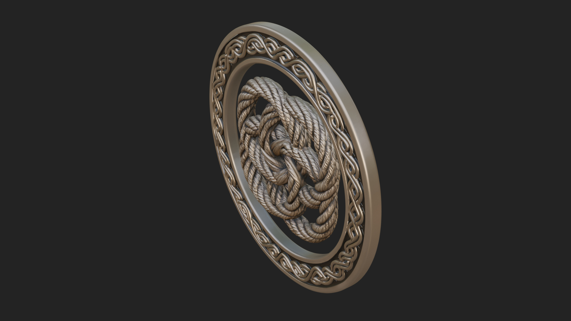 Celtic Rope Knot Oval Plaque Design 1 3D Print Model 3D Model
