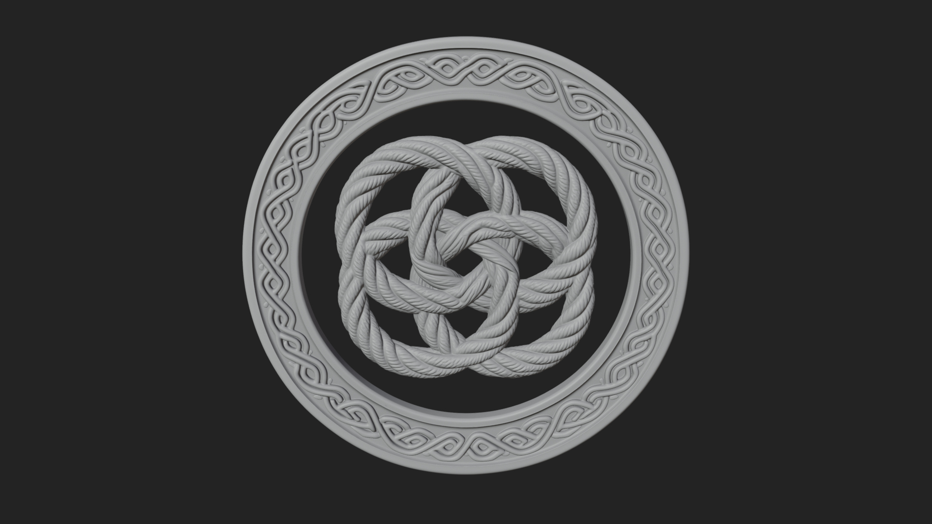 Celtic Rope Knot Oval Plaque Design 1 3D Print Model 3D Model