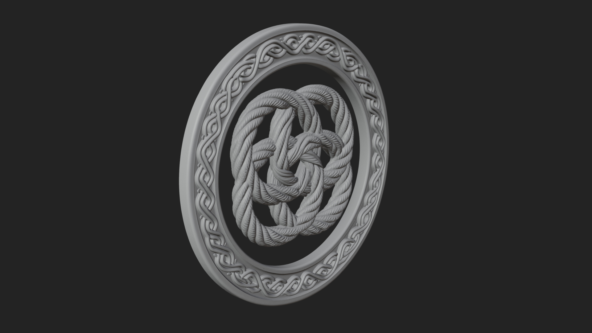 Celtic Rope Knot Oval Plaque Design 1 3D Print Model 3D Model