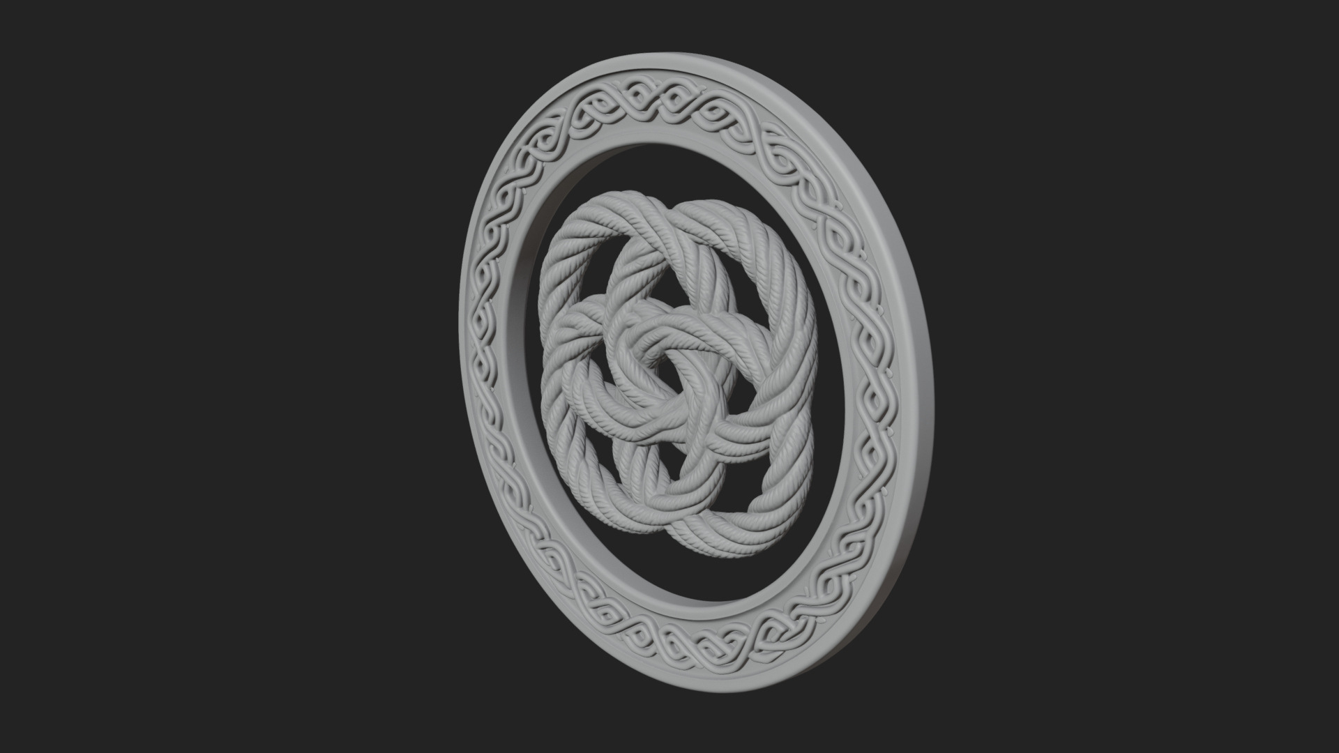 Celtic Rope Knot Oval Plaque Design 1 3D Print Model 3D Model