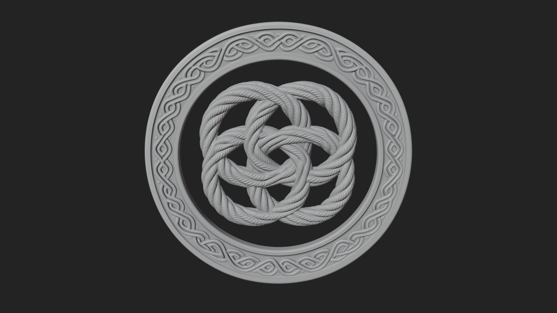Celtic Rope Knot Oval Plaque Design 1 3D Print Model 3D Model
