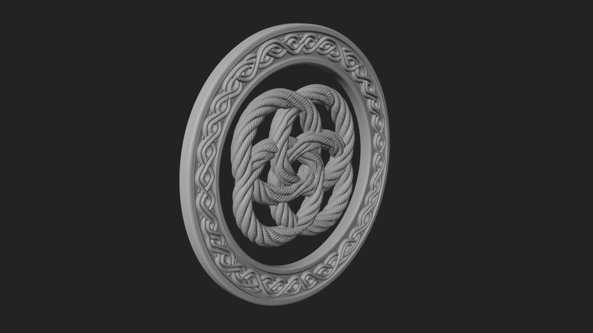 Celtic Rope Knot Oval Plaque Design 1 3D Print Model 3D Model