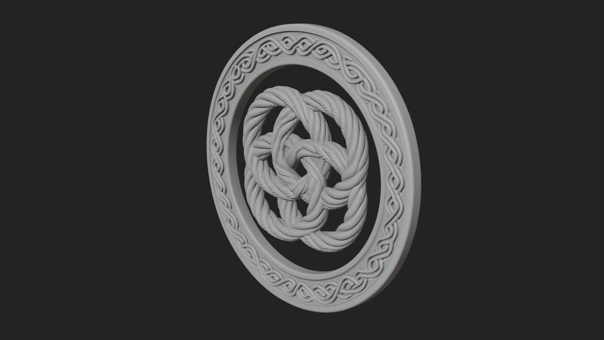 Celtic Rope Knot Oval Plaque Design 1 3D Print Model 3D Model